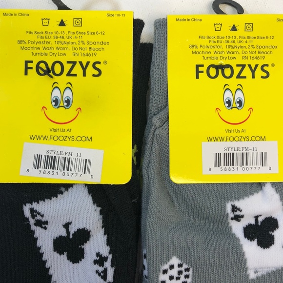 2 Pair FOOZYS Men's Socks - BLACKJACK - Picture 4 of 4
